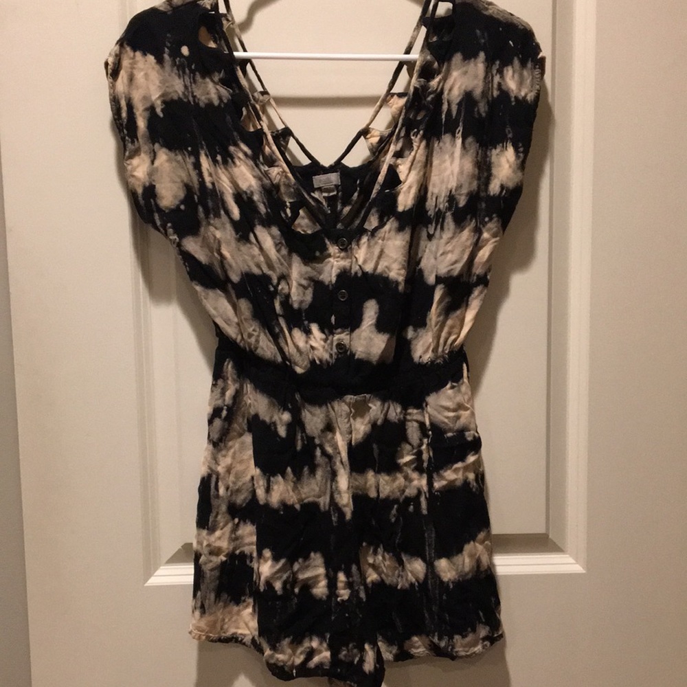 Urban Outfitters Ecote PullOn romper tie dye top trim detail rayon size S